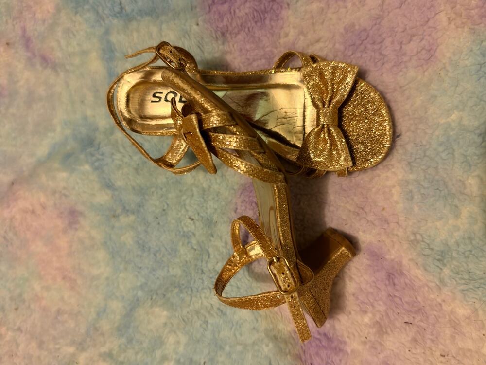Soda Girly-2 Kids Open Toe Metallic Glitter Bow Sandals